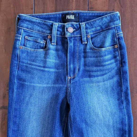 Paige Dark Wash Hoxton Slim Hampton Stretch Mid Rise Women's Blue Jeans Size 24 - Picture 11 of 13